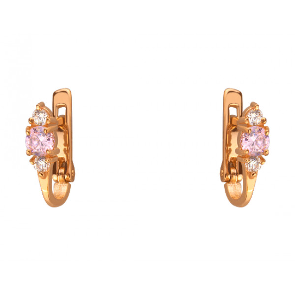 Серьги из золота в красном цвете с цирконом