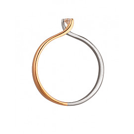 Каблучка з золота червоного з білим кольору з білим діамантом