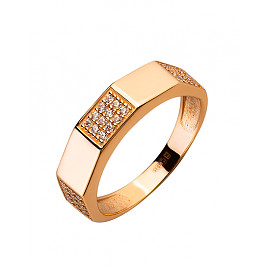 Кольцо из красного золота с цирконом 01-200202546