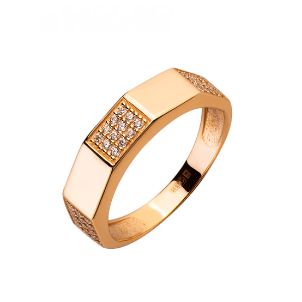 Кольцо из красного золота с цирконом