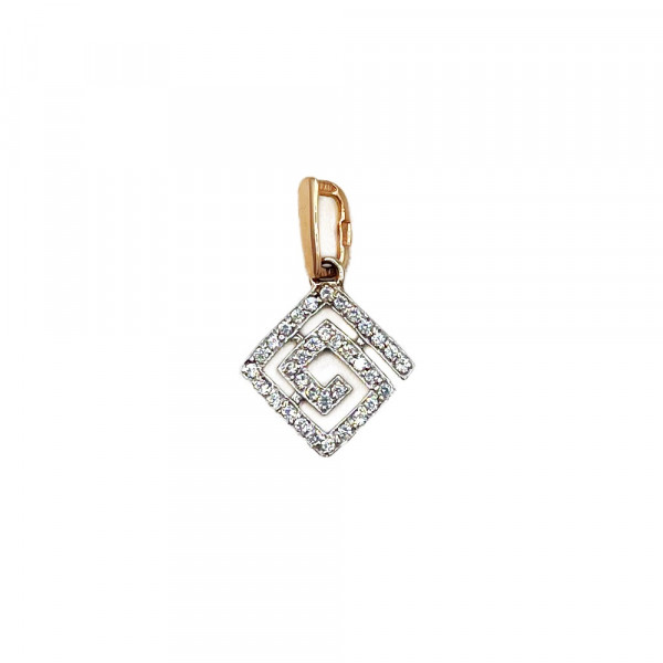 Кулон из золота красного с белым цвета с цирконом