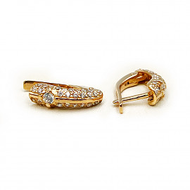 Серьги из золота красного цвета с цирконом 01-200510646