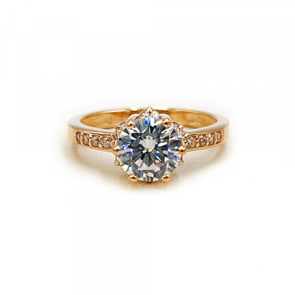 Каблучка з червоного золота з цирконом