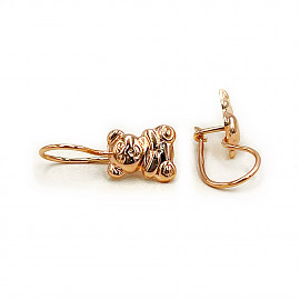 Золоті сережки червоного кольору «Ведмежа» 01-200841546