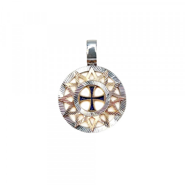 Кулон из золота в красном с белым цвете с эмалью