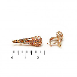 Серьги из красного золота с цирконом