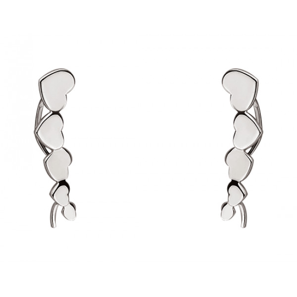 Серьги из золота в белом цвете «Сердца»