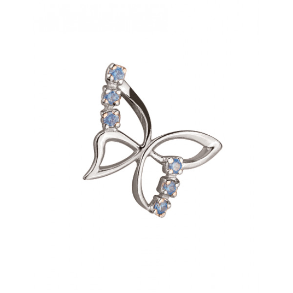 Кулон из белого золота с цирконом «Бабочка»