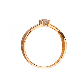 Кольцо из золота красного с белым цвета с цирконом