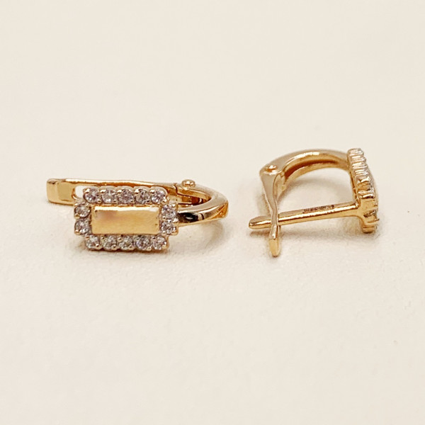 Сережки з золота у червоному кольорі з цирконом