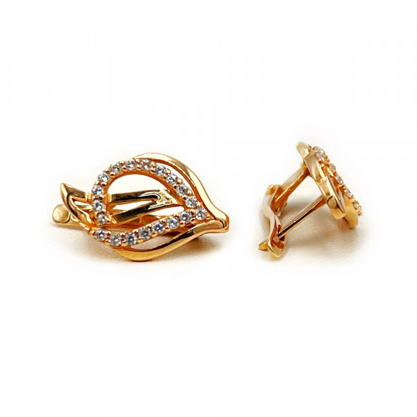 Сережки з червоного золота з цирконом