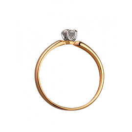 Золотое кольцо красного с белым цвета с цирконом