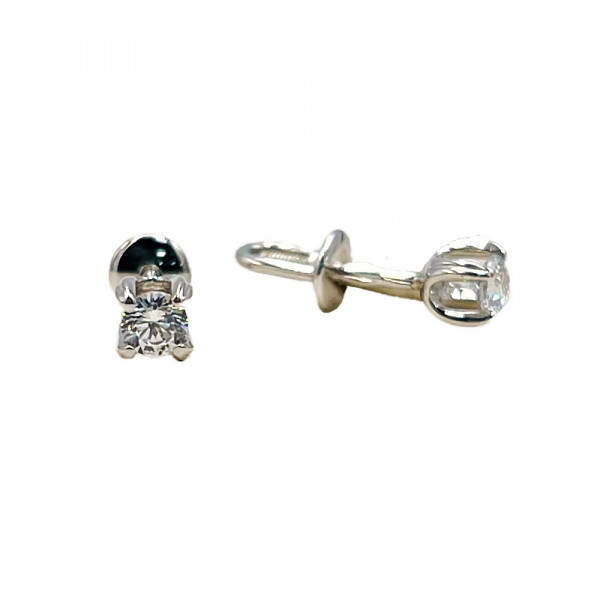 Серьги из золота в белом цвете с цирконом