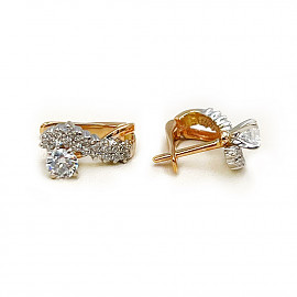 Серьги из золота в красном с белым цвете с цирконом 01-200507747