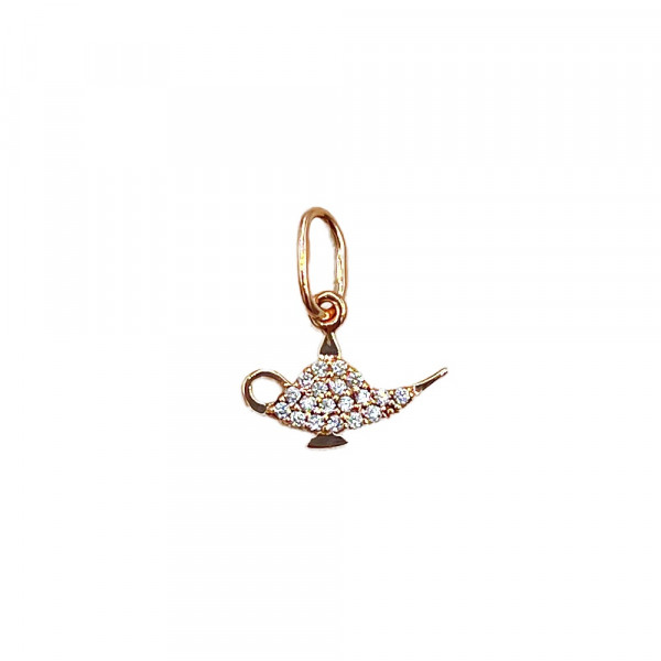 Золотий кулон у червоному кольорі з цирконом