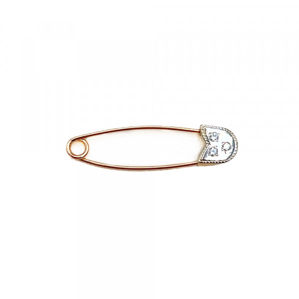 Шпилька з золота у червоному з білим кольорі з цирконом