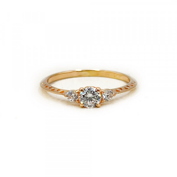 Золота каблучка червоного кольору з цирконом