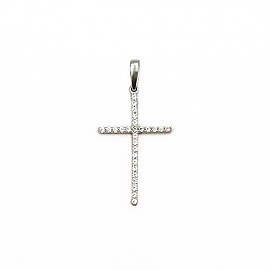 Золотий хрестик білого кольору з цирконом 01-200806147