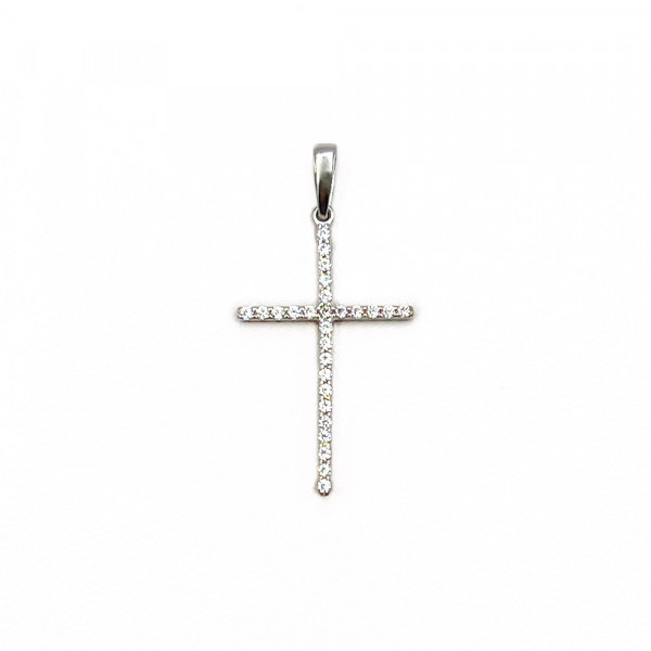 Золотий хрестик білого кольору з цирконом