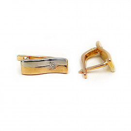 Золотые серьги в красном с белым цвете с цирконом 01-200814147