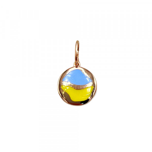 Золотой кулон в красном цвете с эмалью «Флаг Украины»