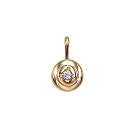Золотий кулон червоного кольору з цирконом 01-200839047