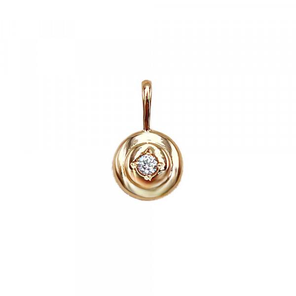 Золотий кулон червоного кольору з цирконом