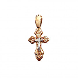 Крестик из золота в красном с белым цвете 01-200844447