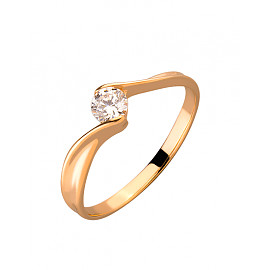 Кольцо из золота красного цвета с цирконом 01-19333948