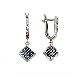 Серьги из белого золота с цирконом 01-200633648