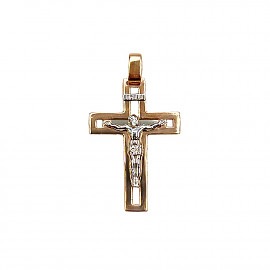 Крестик из красного с белым золота 01-200810748