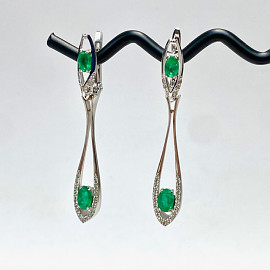 Серьги из золота с зеленым бериллом и желтыми бриллиантами 01-200842548