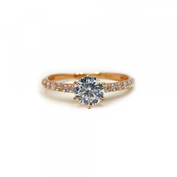 Каблучка з золота у червоному кольорі з цирконом