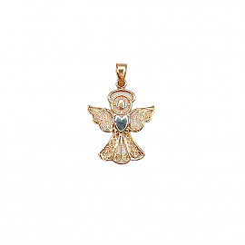 Золотий кулон червоного з білим кольору 01-200883448