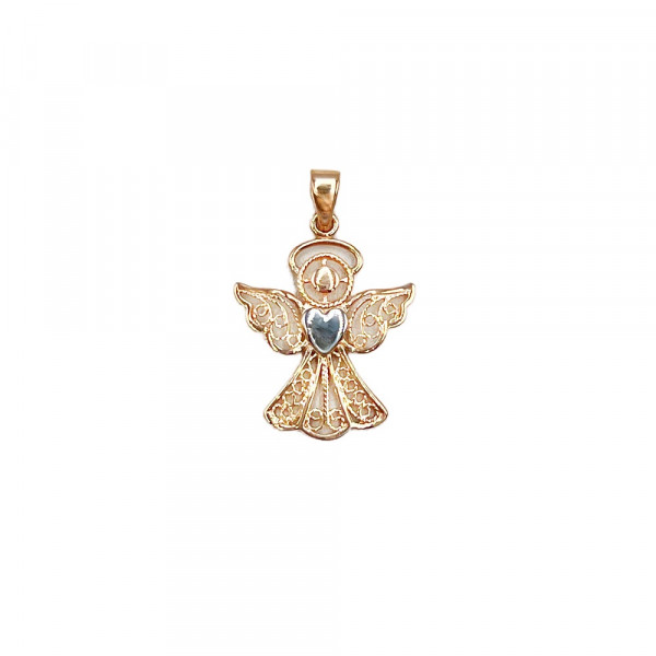 Золотий кулон червоного з білим кольору