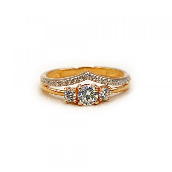 Каблучка з золота червоного з білим кольору з цирконом