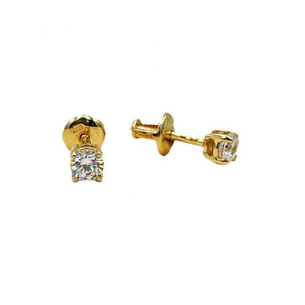 Золоті сережки жовтого кольору з цирконом