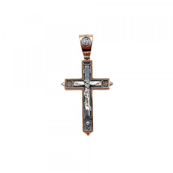 Хрестик з золота червоного з білим кольору