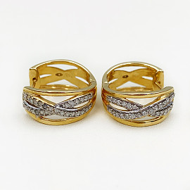 Сережки з золота у жовтому з білим кольорі з жовтими діамантами