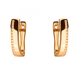 Серьги из золота красного цвета с цирконом 01-19290149