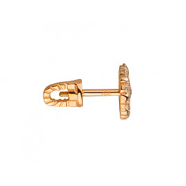 Золоті сережки у червоному з білим кольорі з цирконом