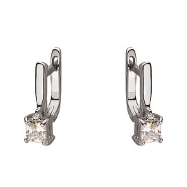 Золотые серьги в белом цвете с цирконом 01-200034249