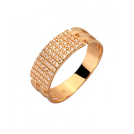 Каблучка з золота червоного кольору з цирконом 01-200130049