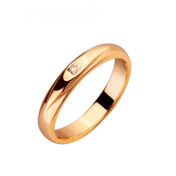 Обручка з золота з білим діамантом