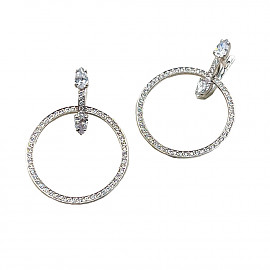 Сережки з золота білого кольору з цирконом 01-200195849