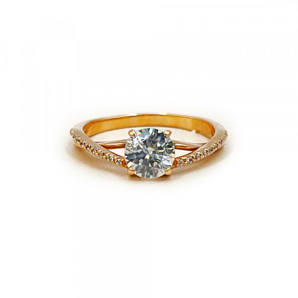 Золота каблучка червоного кольору з цирконом