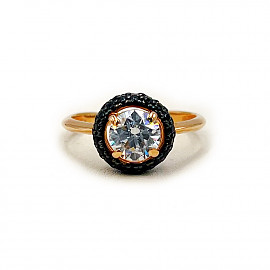 Золота каблучка у червоному кольорі з цирконом 01-200264549