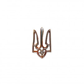Значок из красного с белым золота с цирконом 01-200343449