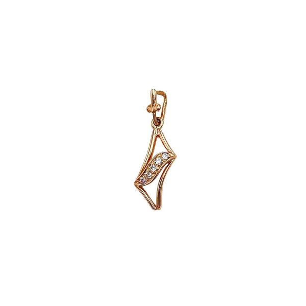 Золотий кулон у червоному кольорі з цирконом