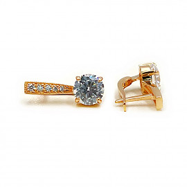 Серьги из красного золота с цирконом 01-200739649